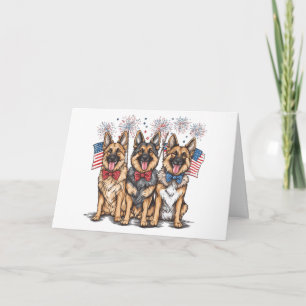 Happy 4th Of July German Shepherd Dogs Card