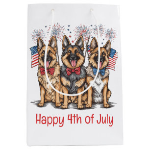 Happy 4th Of July German Shepherd Dogs Medium Gift Bag
