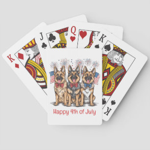Happy 4th Of July German Shepherd Dogs Playing Cards
