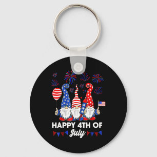Happy 4th Of July Gnomes Keychain