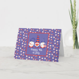 Happy 4th of July Gnomes Red White Blue Card