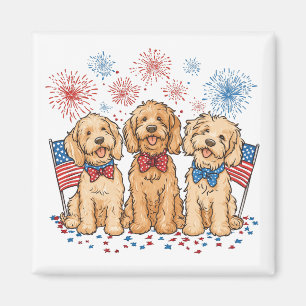 Happy 4th Of July Goldendoodle Dogs Fireworks Magnet