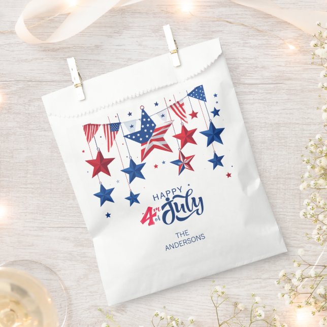 Happy 4th of July Hanging Stars ID1103 Favour Bag (Clipped)
