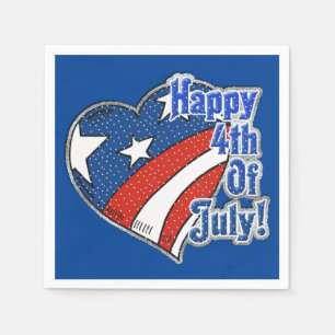 Happy 4th Of July Heart Napkins