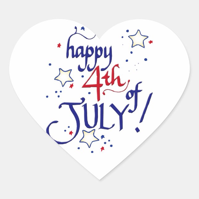 Happy 4th of July Heart Sticker (Front)