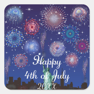 Happy 4th of July in New York Square Sticker