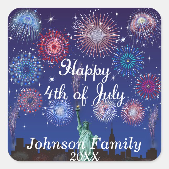 Happy 4th of July in New York Square Sticker (Front)