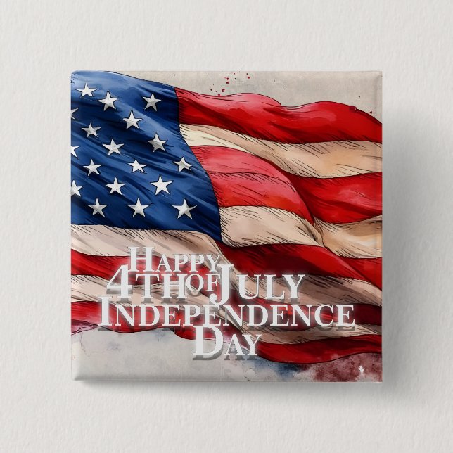 Happy 4th of July - Independence Day 2 Inch Square Button (Front)