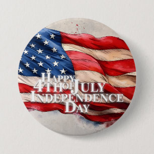 Happy 4th of July - Independence Day 3 Inch Round Button
