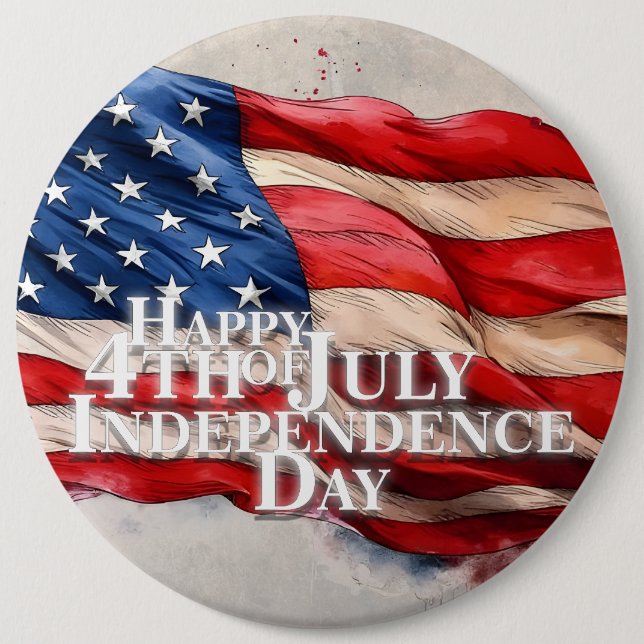 Happy 4th of July - Independence Day 6 Inch Round Button (Front)