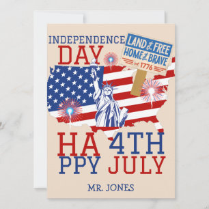 Happy 4th of July Independence Day America Party Holiday Card