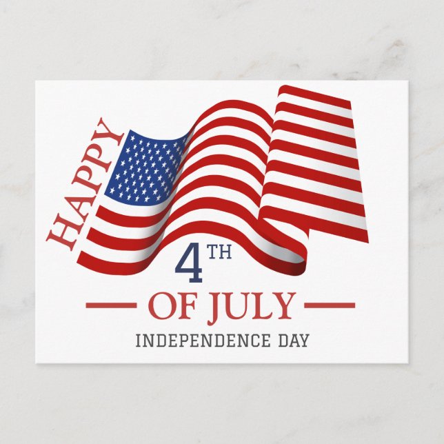 Happy 4th of July Independence Day American Flag Holiday Postcard (Front)