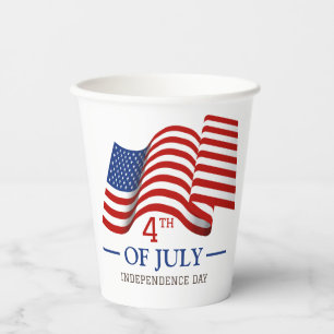 Happy 4th of July Independence Day American Flag Paper Cups