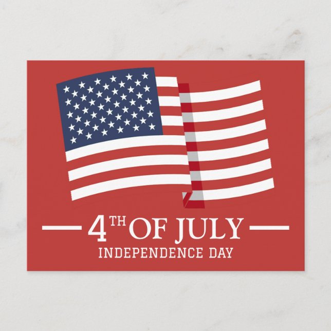 Happy 4th of July Independence Day American Flag Postcard (Front)
