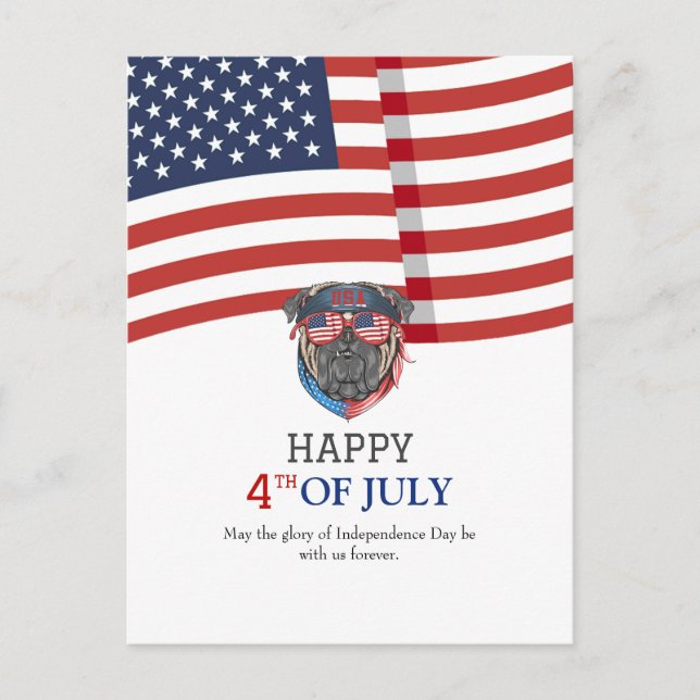Happy 4th of July Independence Day American Flag Postcard (Front)