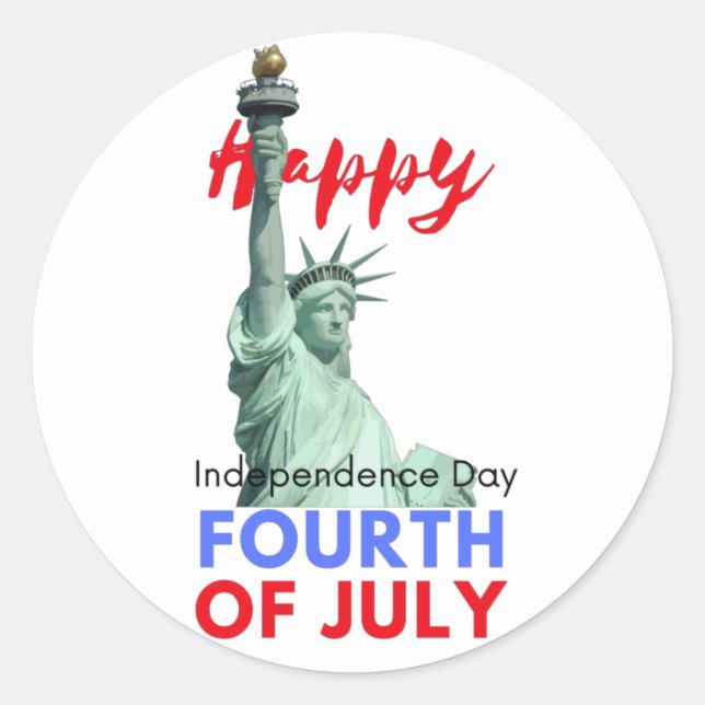 Happy 4th of July Independence Day Classic Round Sticker (Front)