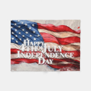 Happy 4th of July - Independence Day Fleece Blanket