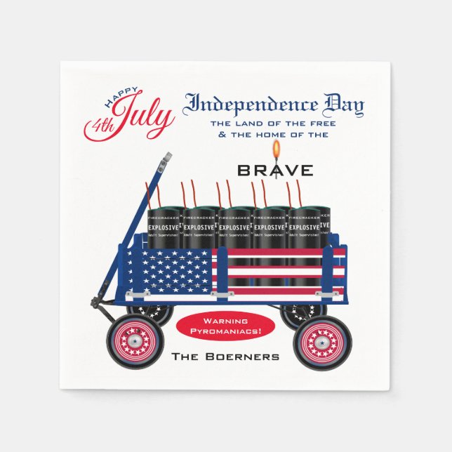 Happy 4th of July Independence Day Funny Party Napkin (Front)