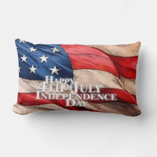 Happy 4th of July - Independence Day Lumbar Pillow