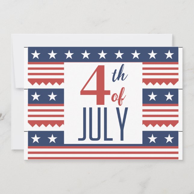 Happy 4th of July Independence Day red white blue Holiday Card (Front)