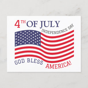 Happy 4th of July Independence Day Red White Blue Postcard