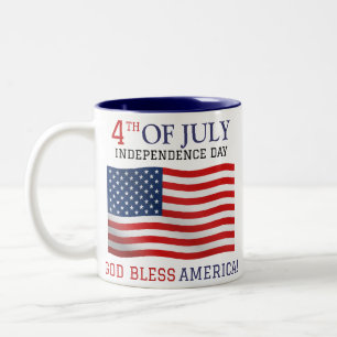 Happy 4th of July Independence Day Red White Blue Two-Tone Coffee Mug