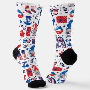 Happy 4th of July Independence Day Symbols Pattern Socks