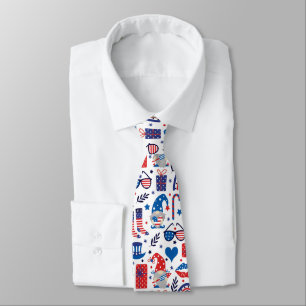 Happy 4th of July Independence Day Symbols Pattern Tie