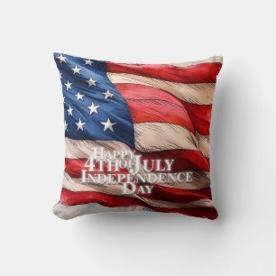 Happy 4th of July - Independence Day Throw Pillow