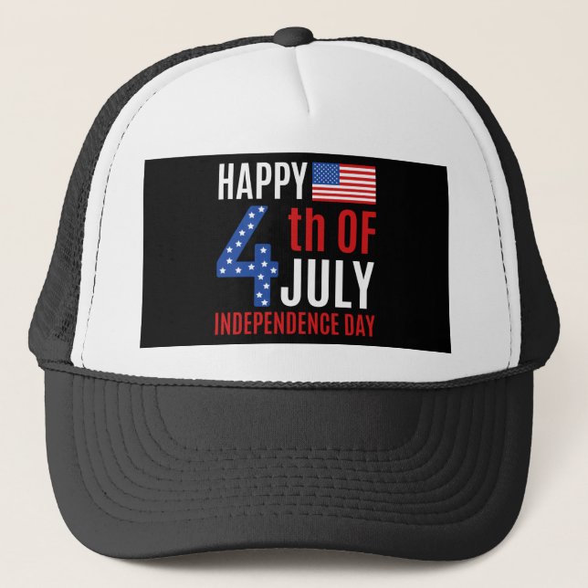 Happy 4th Of July Independence Day Trucker Hat (Front)