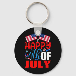 Happy 4th Of July Independence Day Usa American Fl Keychain
