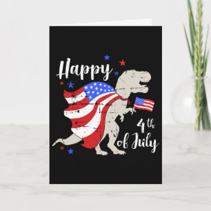 Happy 4th Of July Independence Day With T-rex Dino Card