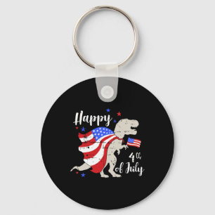 Happy 4th Of July Independence Day With T-rex Dino Keychain