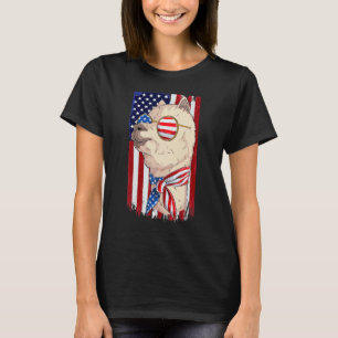 Happy 4th Of July Llama American Flag Red White Al T-Shirt