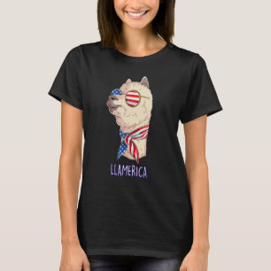 Happy 4th Of July Llama Llamerica Alpaca T-Shirt