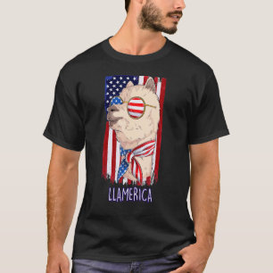 Happy 4th Of July Llama Llamerica Alpaca T-Shirt
