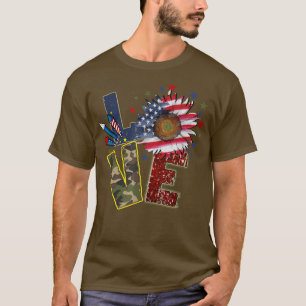 Happy 4th Of July Love Sunflower Independence Day T-Shirt
