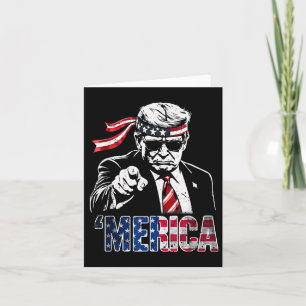 Happy 4th Of July Merica Trump American Flag Usa  Card