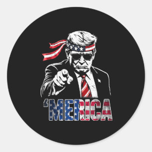 Happy 4th Of July Merica Trump American Flag Usa Classic Round Sticker