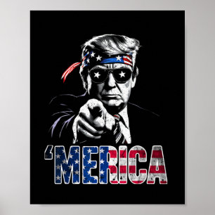 Happy 4th Of July merica Trump American Flag Usa  Poster