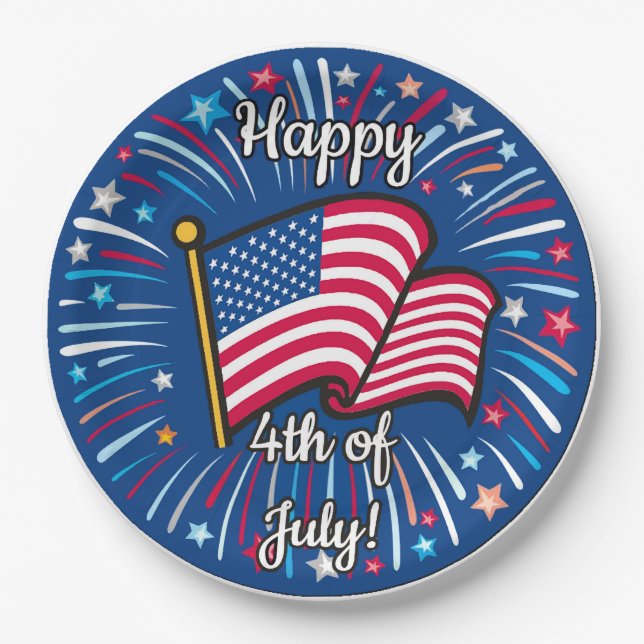 Happy 4th of July Paper Plate (Front)
