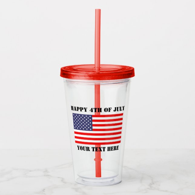 Happy 4th of July party patriotic American flag Acrylic Tumbler (Front)