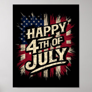 Happy 4th Of July Patriotic Aamerican Flag 4th Of Poster