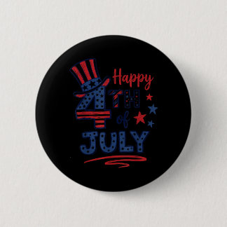 Happy 4th of July Patriotic American Flag 4th of 2 Inch Round Button