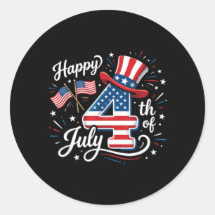 Happy 4th of July Patriotic American Flag 4th of Classic Round Sticker