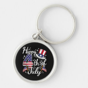 Happy 4th Of July Patriotic American Flag USA Men Keychain