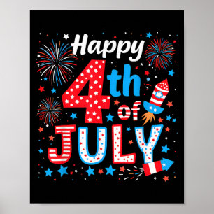 Happy 4th Of July Patriotic American Flag USA Poster