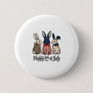 Happy 4th of July Patriotic Bunny Shirt Design_1 2 Inch Round Button
