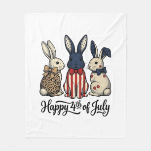 Happy 4th of July Patriotic Bunny Shirt Design_1 Fleece Blanket