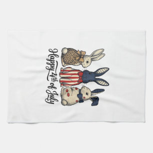 Happy 4th of July Patriotic Bunny Shirt Design_1 Kitchen Towel